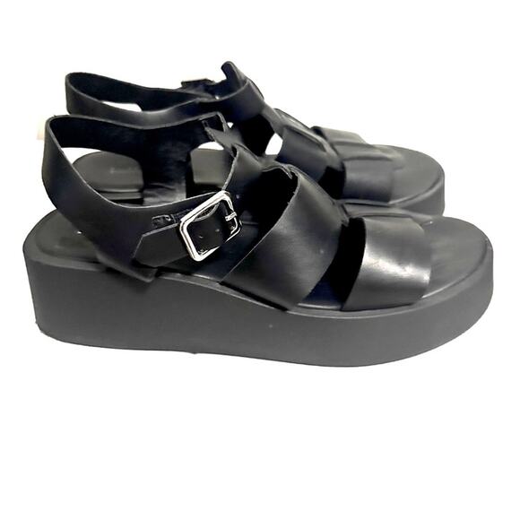 Indigo Rd Faux Leather Chunky Fisherman Platform Open Toe Black Sandals Women 11 - Picture 1 of 7